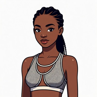 African-American woman in sports bra