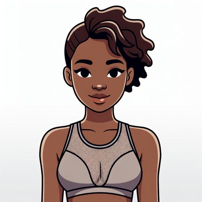 African-American woman in sports bra