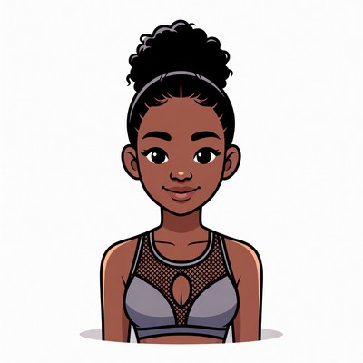 African-American woman in mesh sports bra