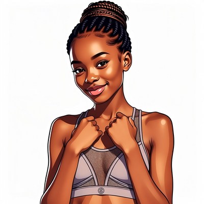 Smiling African-American woman in sports bra