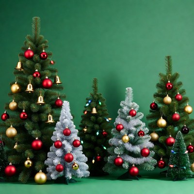 Assorted Christmas Trees with Ornaments
