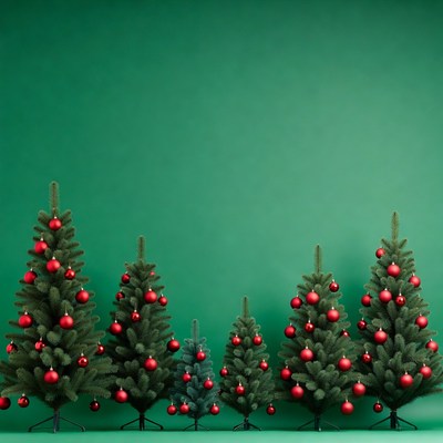 Graduated Christmas Trees with Red Ornaments