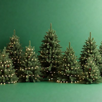 Small Christmas Trees with Lights