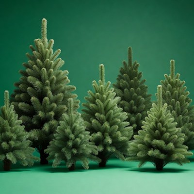 Group of Small Christmas Trees