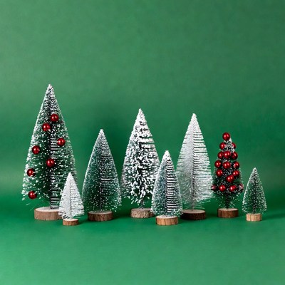 Mini Christmas Trees with Red Ornaments