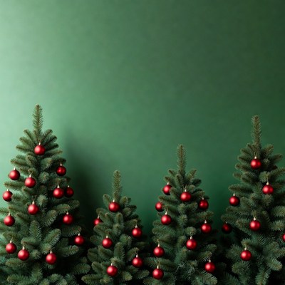Small Christmas Trees with Red Ornaments
