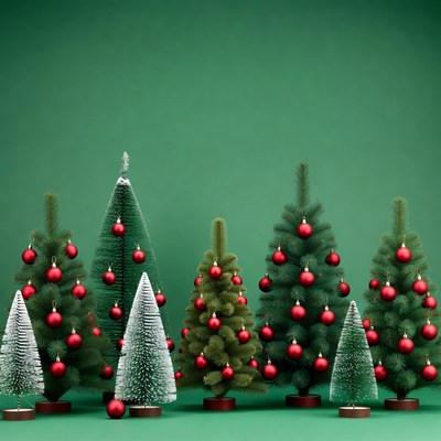 Assorted Christmas Trees with Ornaments