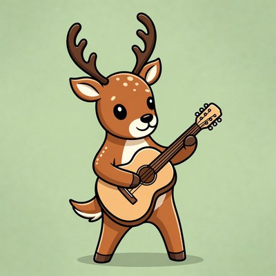Cute deer playing guitar