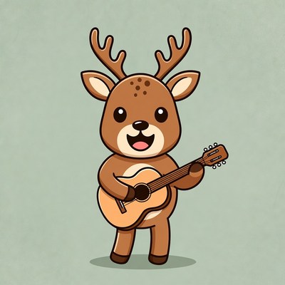 Cute deer playing guitar