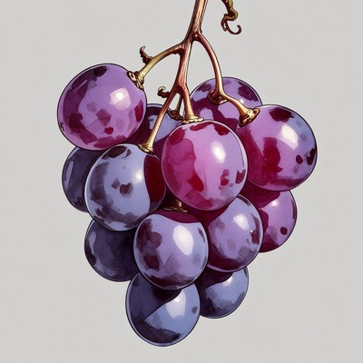 Purple grapes bunch illustration