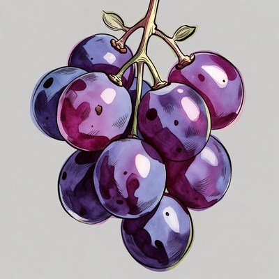 Bunch of purple grapes illustration