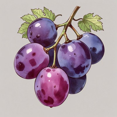 Purple grapes bunch illustration
