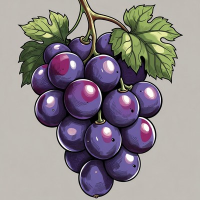 Bunch of purple grapes illustration