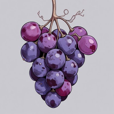 Purple grape cluster illustration