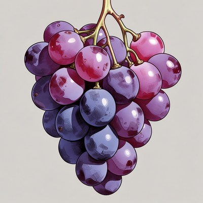 Purple grapes bunch illustration
