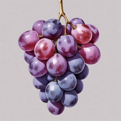 Bunch of purple grapes on stem