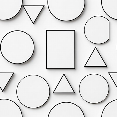 White Geometric Shapes on White Background