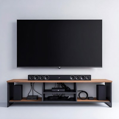 Modern TV on Wooden Stand
