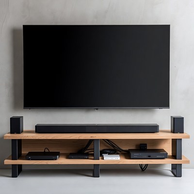 Modern Wooden TV Stand with Speakers