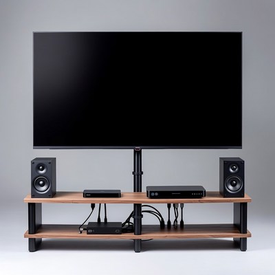 Wooden TV Stand with Speakers