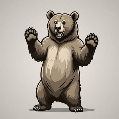 Standing grizzly bear illustration