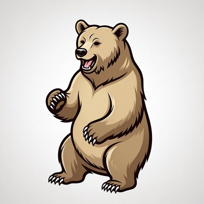 Cartoon Grizzly Bear Laughing