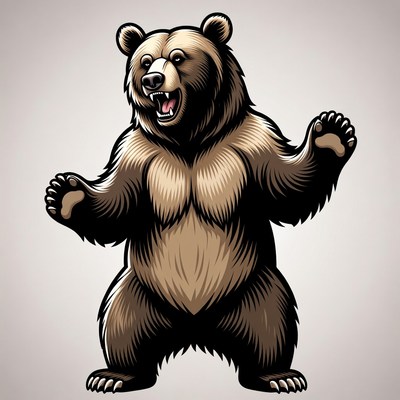 Roaring grizzly bear illustration