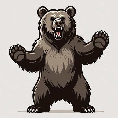 Roaring Grizzly Bear Illustration