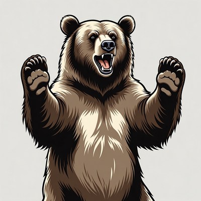 Roaring grizzly bear illustration