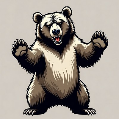 Roaring grizzly bear illustration