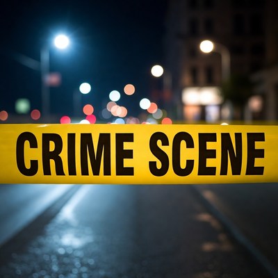 Crime Scene Tape at Night