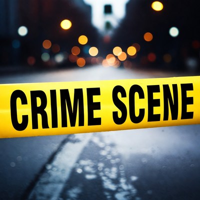 Crime Scene Tape on Urban Street