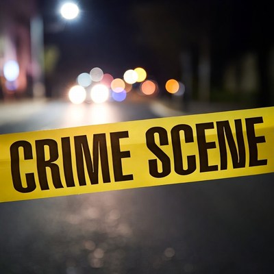 Crime Scene Tape at Night