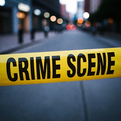Crime Scene Tape on Urban Street