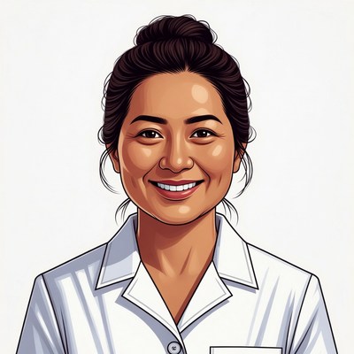 Asian woman in white nurse uniform