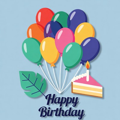 Happy Birthday Balloons Cake Candle
