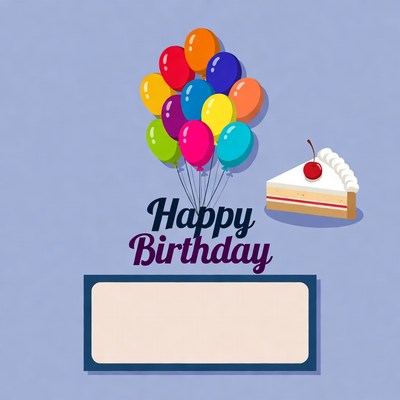 Happy Birthday Balloons and Cake