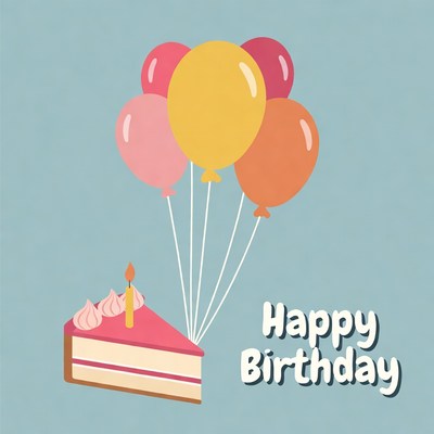 Happy Birthday Cake with Balloons
