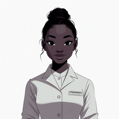 African-American woman in white lab coat