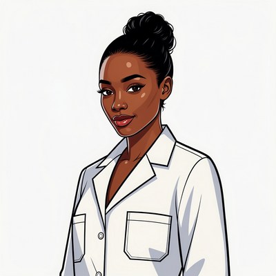 African-American woman in white lab coat
