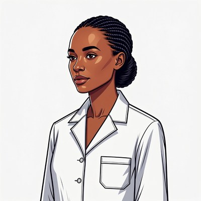 African-American woman in white lab coat