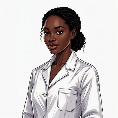 African-American woman in white lab coat