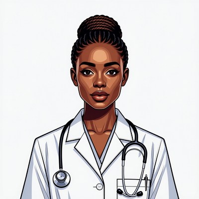 African-American woman doctor illustration