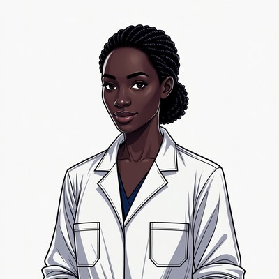 African-American woman in white lab coat