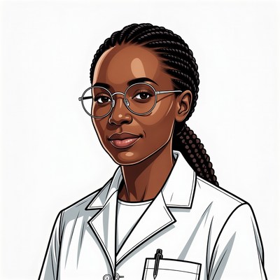 African-American woman in white lab coat