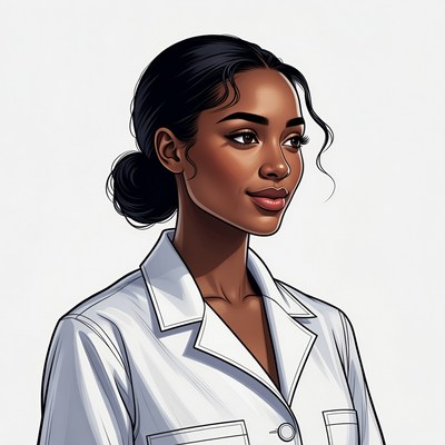 African-American woman in white coat