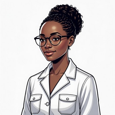 African-American woman in white lab coat