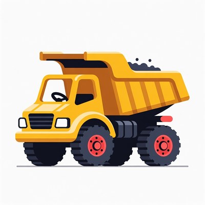 Yellow Dump Truck with Gravel