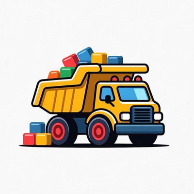 Yellow Dump Truck with Colorful Blocks
