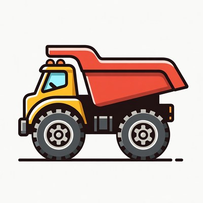 Yellow dump truck illustration